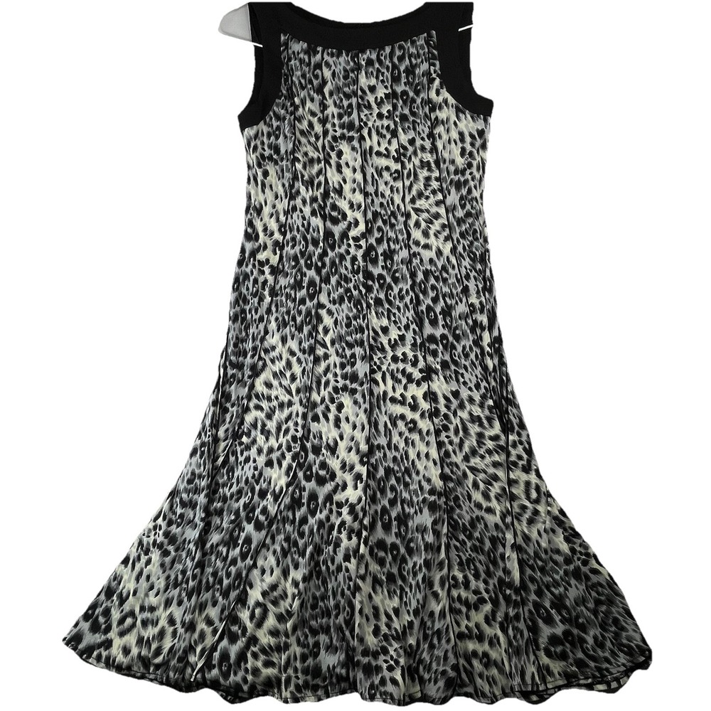 Sandra Darren Leopard Print Maxi Dress Women's Size 6 Sleeveless Flowy - Picture 3 of 16